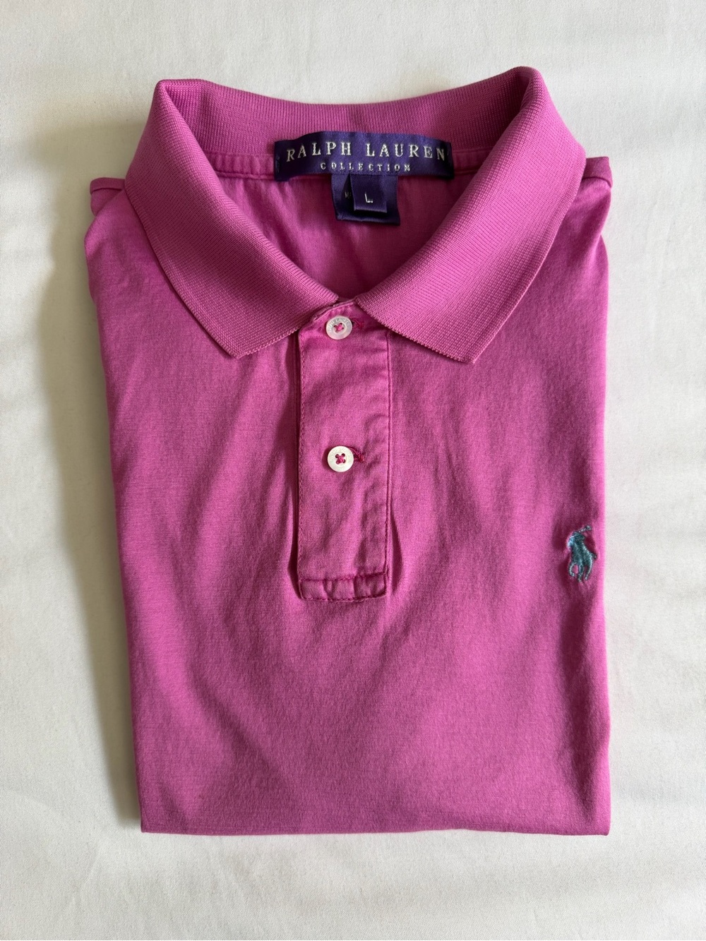 Ralph Lauren Purple Collection 100% Cotton Fuchsia Purple Cropped Polo Shirt